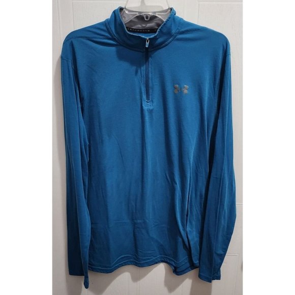 Under Armour Blue Threadborne HeatGear 1/4 Zip Loose Long Sleeve Shirt Size XL - Picture 1 of 8
